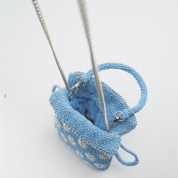 Zara NWT!!!! Daisy Mini Beaded Bucket Bag - Picture 7 of 13